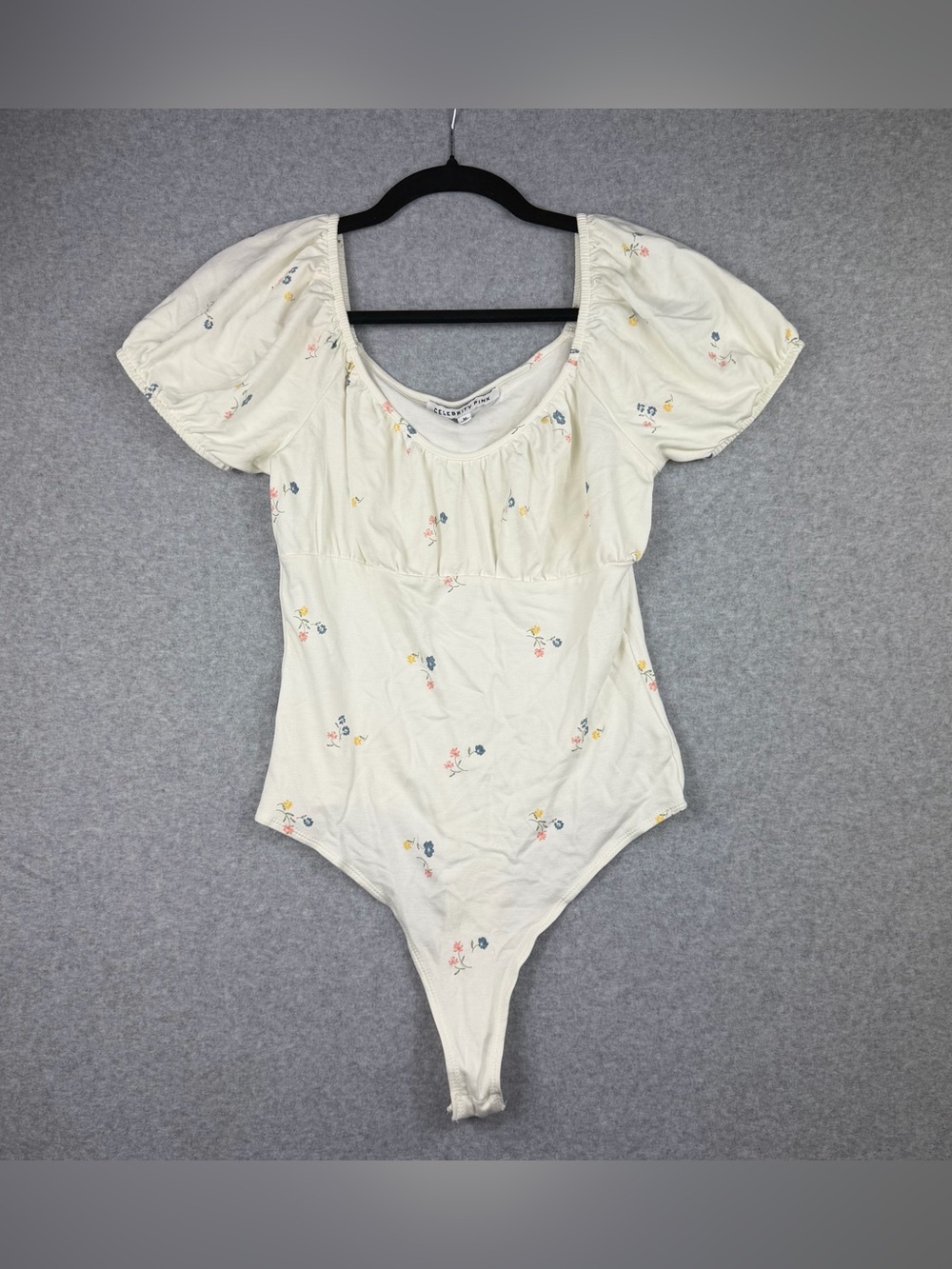Celebrity Pink Cream Floral Puff Sleeve Bodysuit